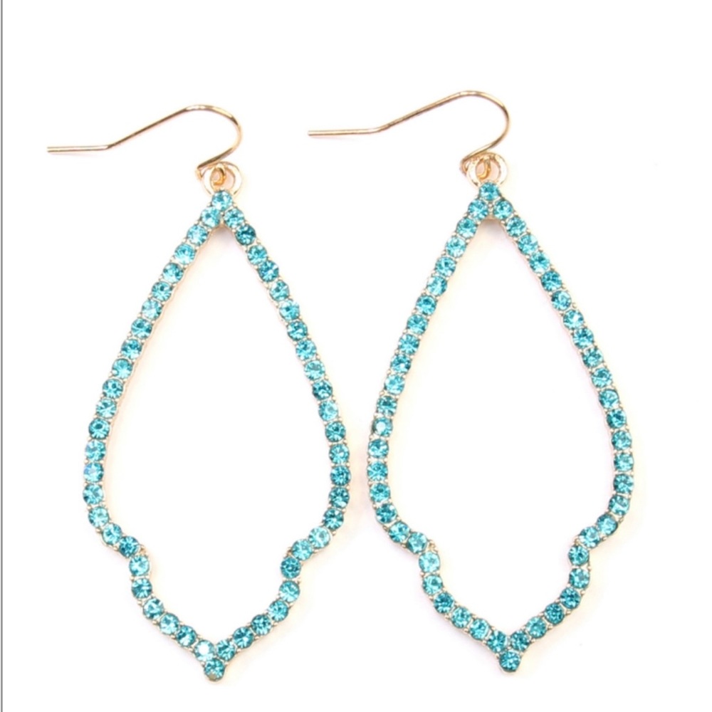 Drop Earrings- Gold Aqua Rhinestone -NWT